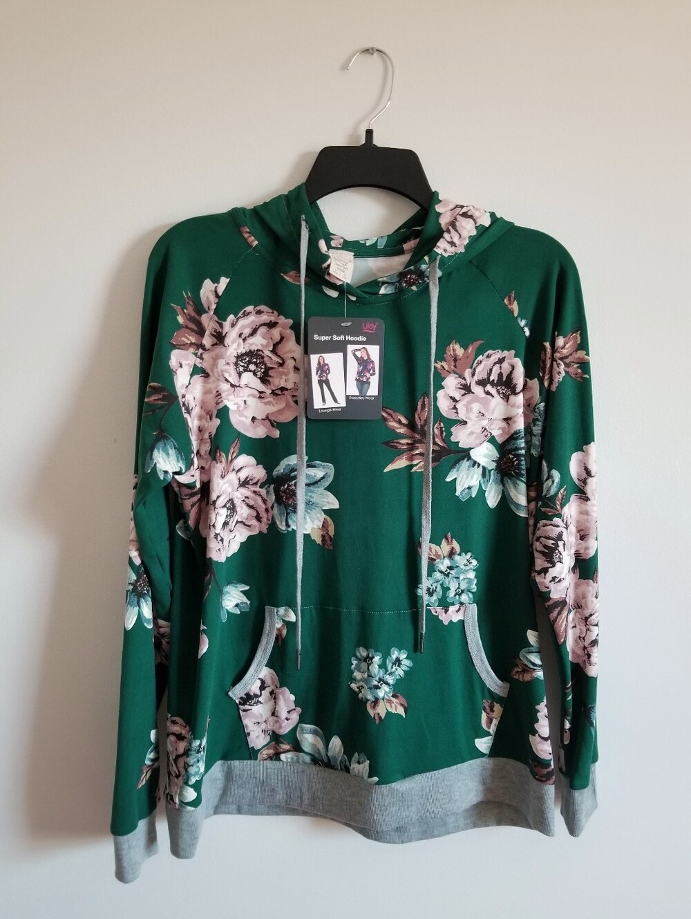 Lildy Green Floral Hoodie Sweater - Women's Super Soft Pullover